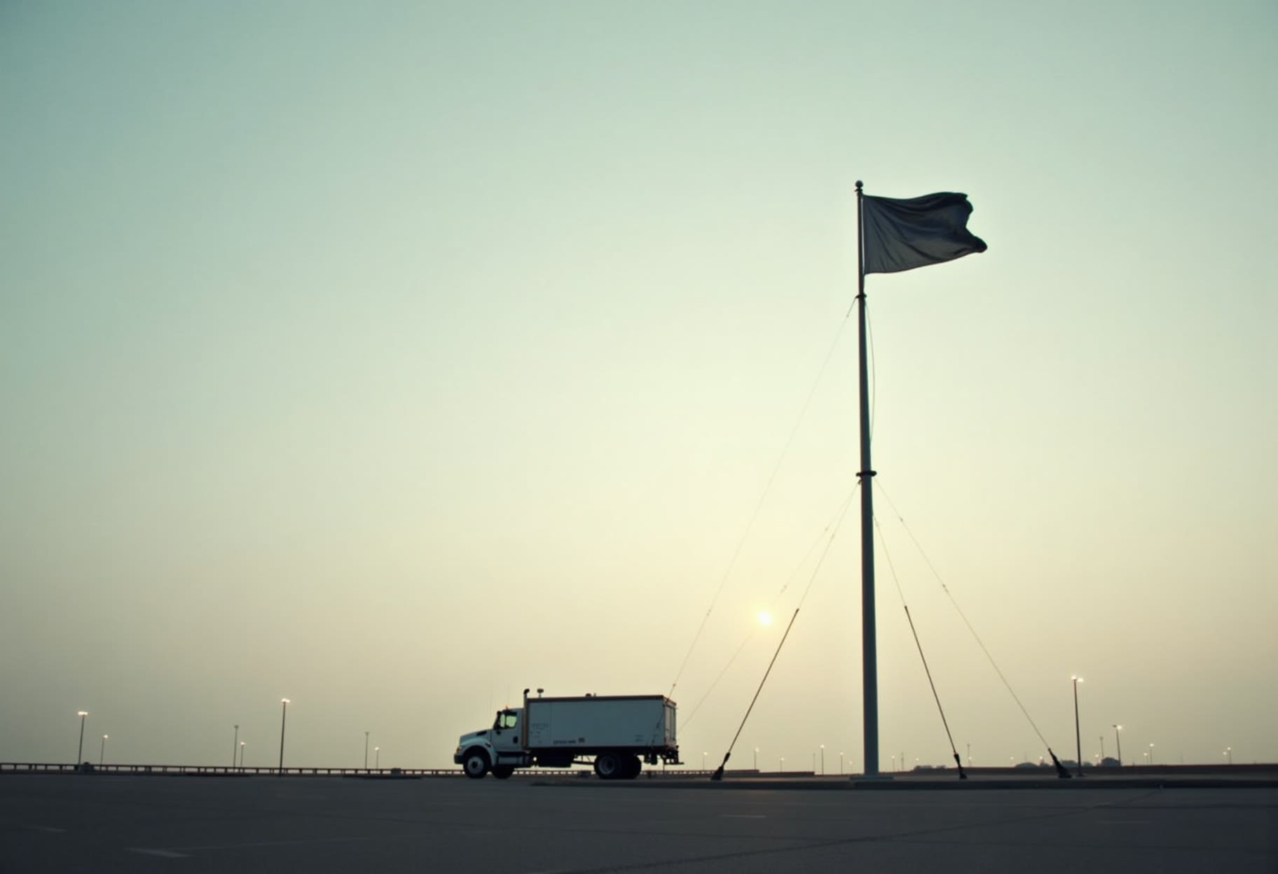 Pole ready for flags at dawn
